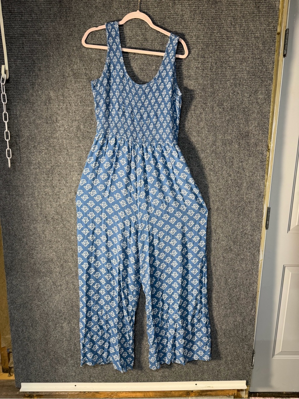 Japna Blue Printed Scoop-Neck Jumpsuit xl floral
